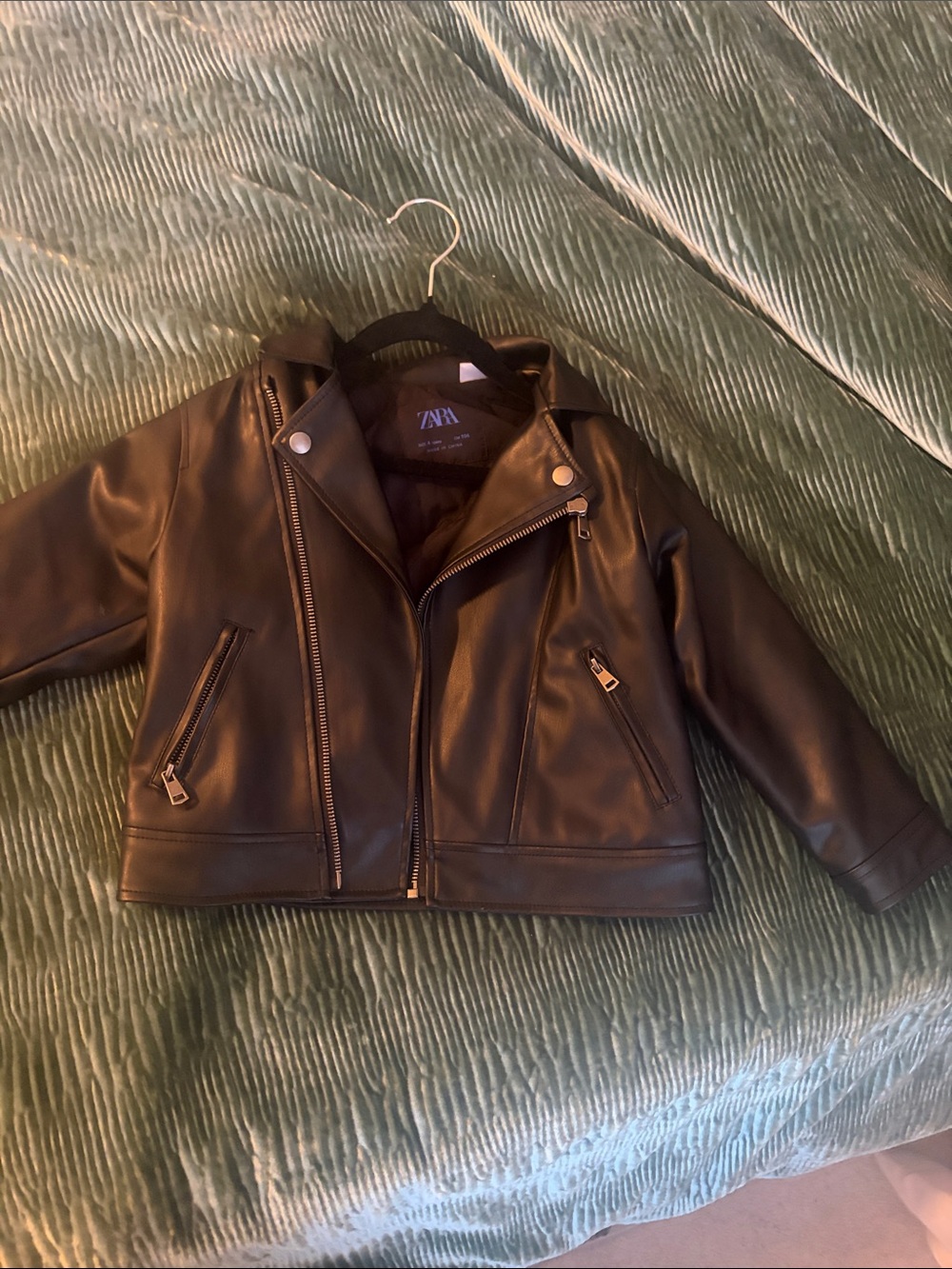 Zara Kids Black Faux Leather Moto Jacket
